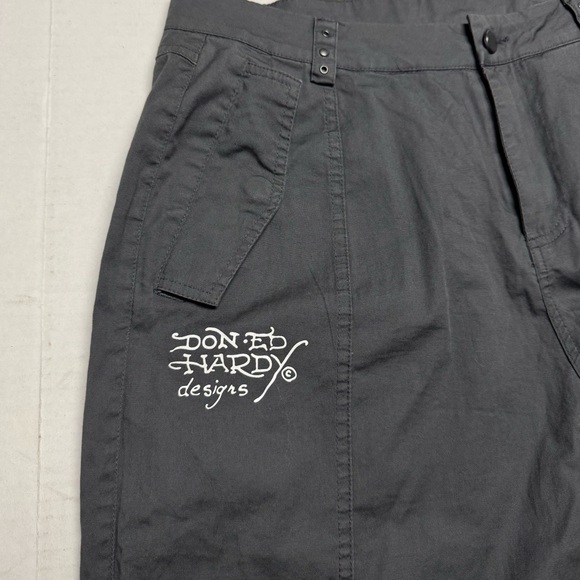 Ed Hardy x Urban Outfitters Cloud Fitted Cargo Wide Leg Trousers Grey Size: M - Picture 3 of 9